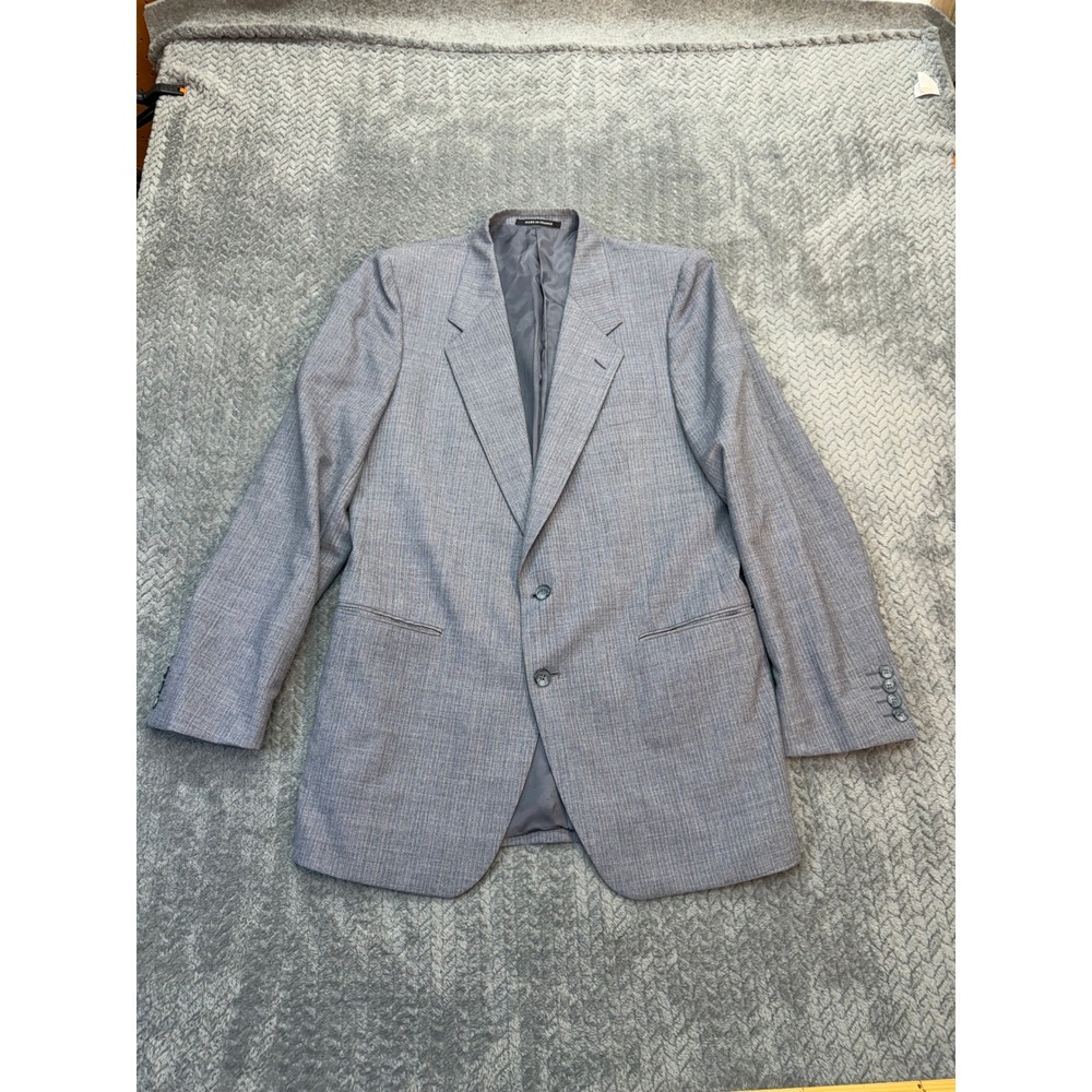 Yves Saint Laurent Blazer Mens 42 R Classic Fit Blue Pinstripe Wool France VTG